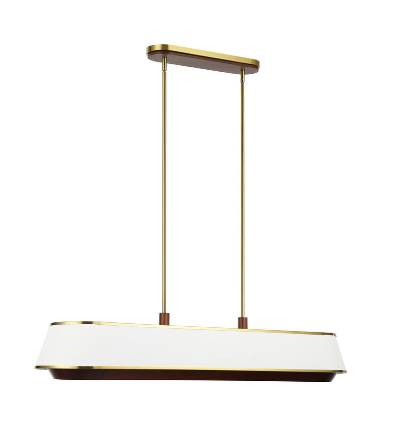 Desert Flyer 6-Light 48" Linear Pendant in Satin Brass/Medium Walnut