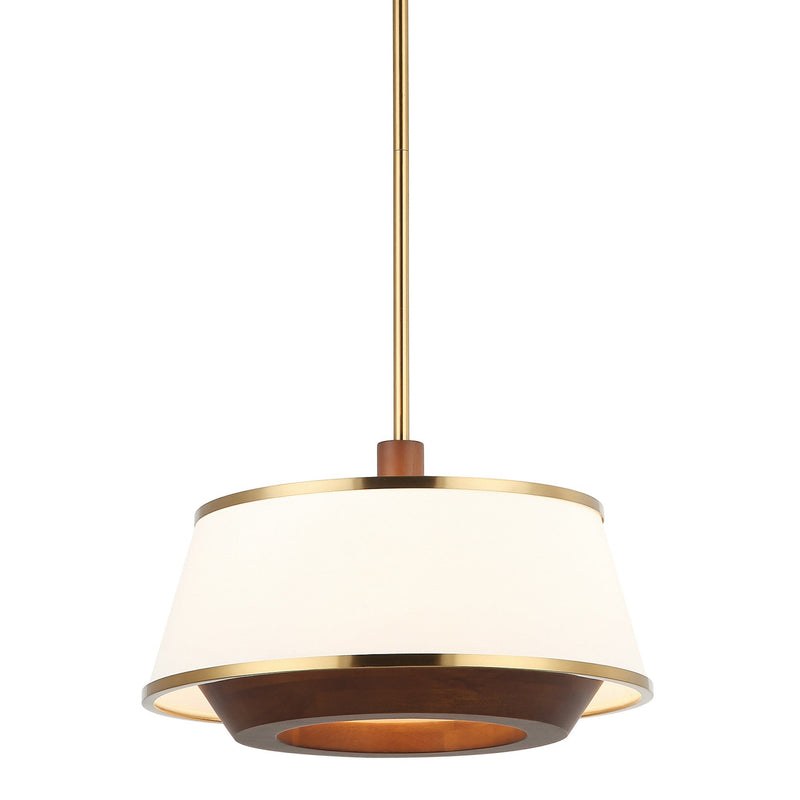 Desert Flyer 3-Light 16" Convertible Pendant / Semi-Flush in Satin Brass/Medium Walnut