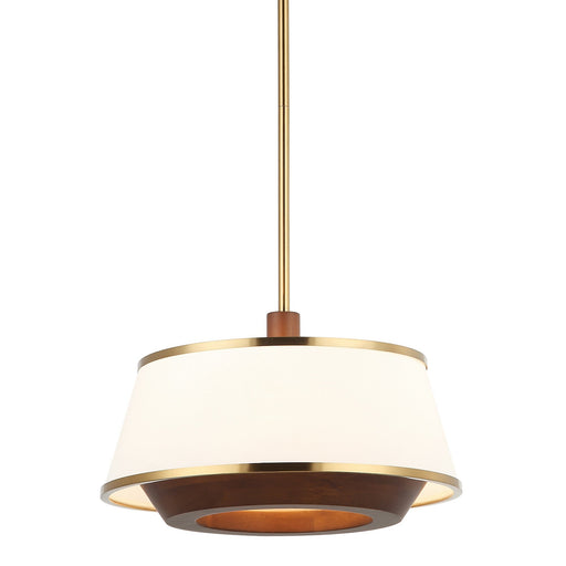 Desert Flyer 3-Light 16" Convertible Pendant / Semi-Flush in Satin Brass/Medium Walnut