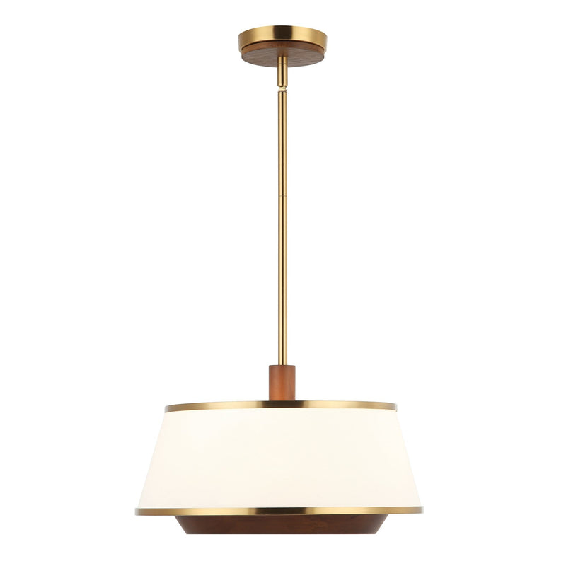 Desert Flyer 3-Light 16" Convertible Pendant / Semi-Flush in Satin Brass/Medium Walnut