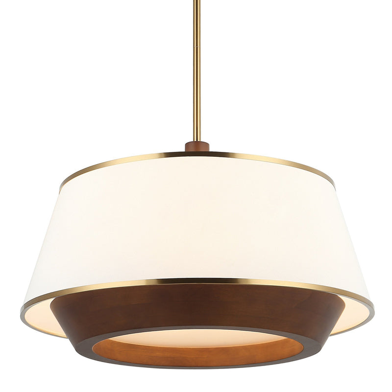 Desert Flyer 6-Light 26" Pendant in Satin Brass/Medium Walnut