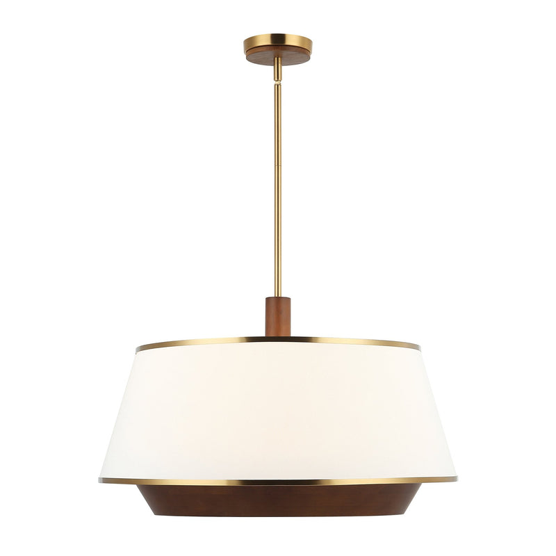 Desert Flyer 6-Light 26" Pendant in Satin Brass/Medium Walnut