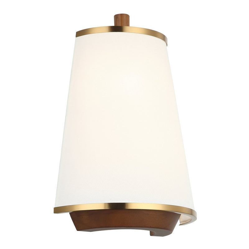 Desert Flyer 2-Light 14" Wall Sconce in Satin Brass/Medium Walnut