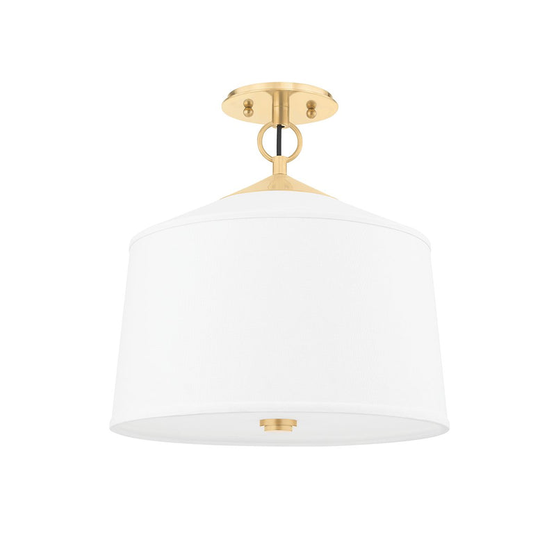 White Plains Semi-Flush Mount in Aged Brass