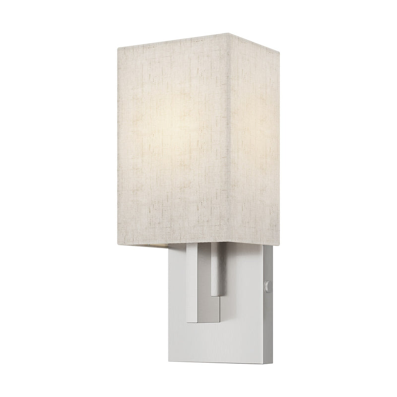 Ada ADA Wall Sconce with Oatmeal Shade in Brushed Nickel