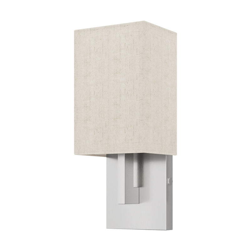 Ada ADA Wall Sconce with Oatmeal Shade in Brushed Nickel