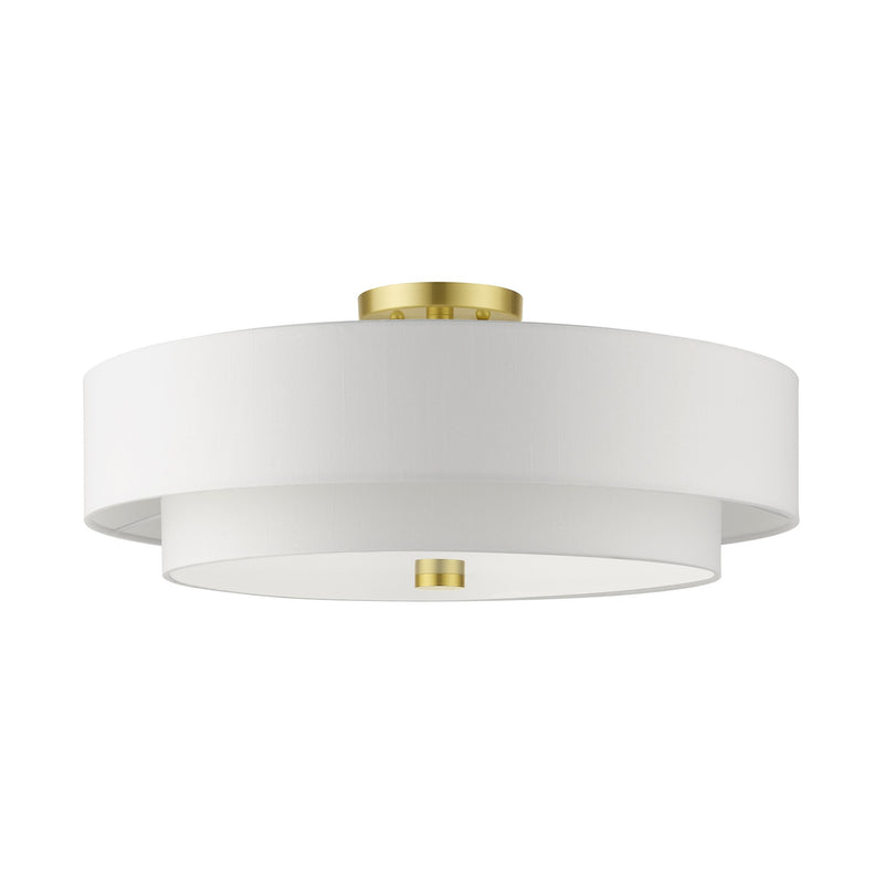 Meridian 5-Light 22" x 9.5" Semi-Flush Mount in Satin Brass