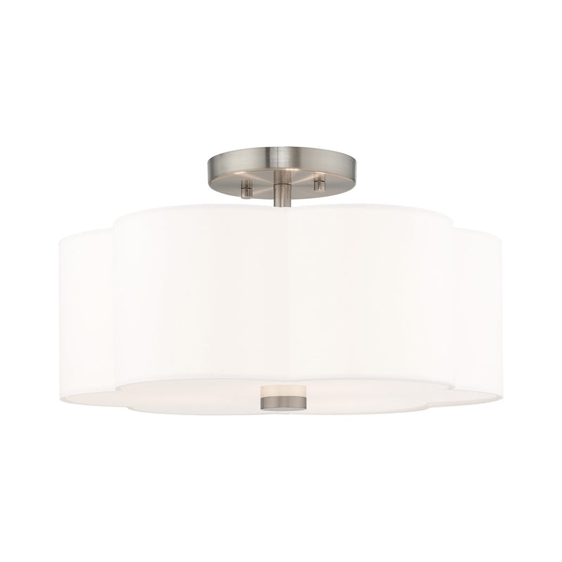 Chelsea 3-Light 15" Semi-Flush Mount in Brushed Nickel
