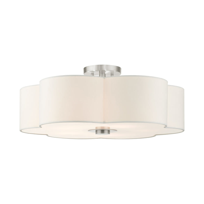 Chelsea 5-Light Scalloped Semi-Flush Mount in Brushed Nickel