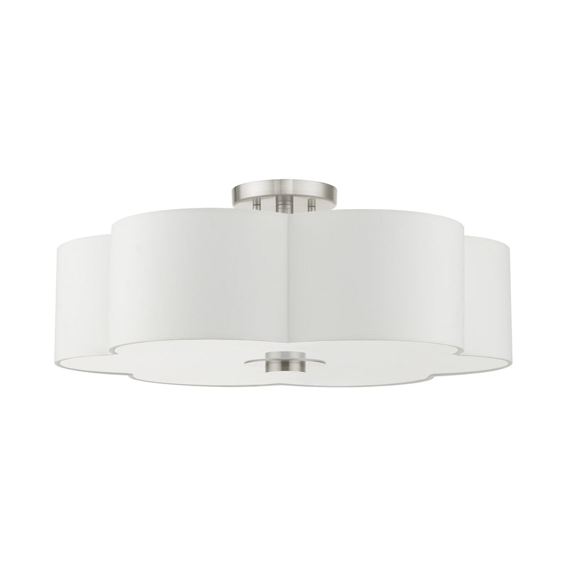 Chelsea 5-Light Scalloped Semi-Flush Mount in Brushed Nickel