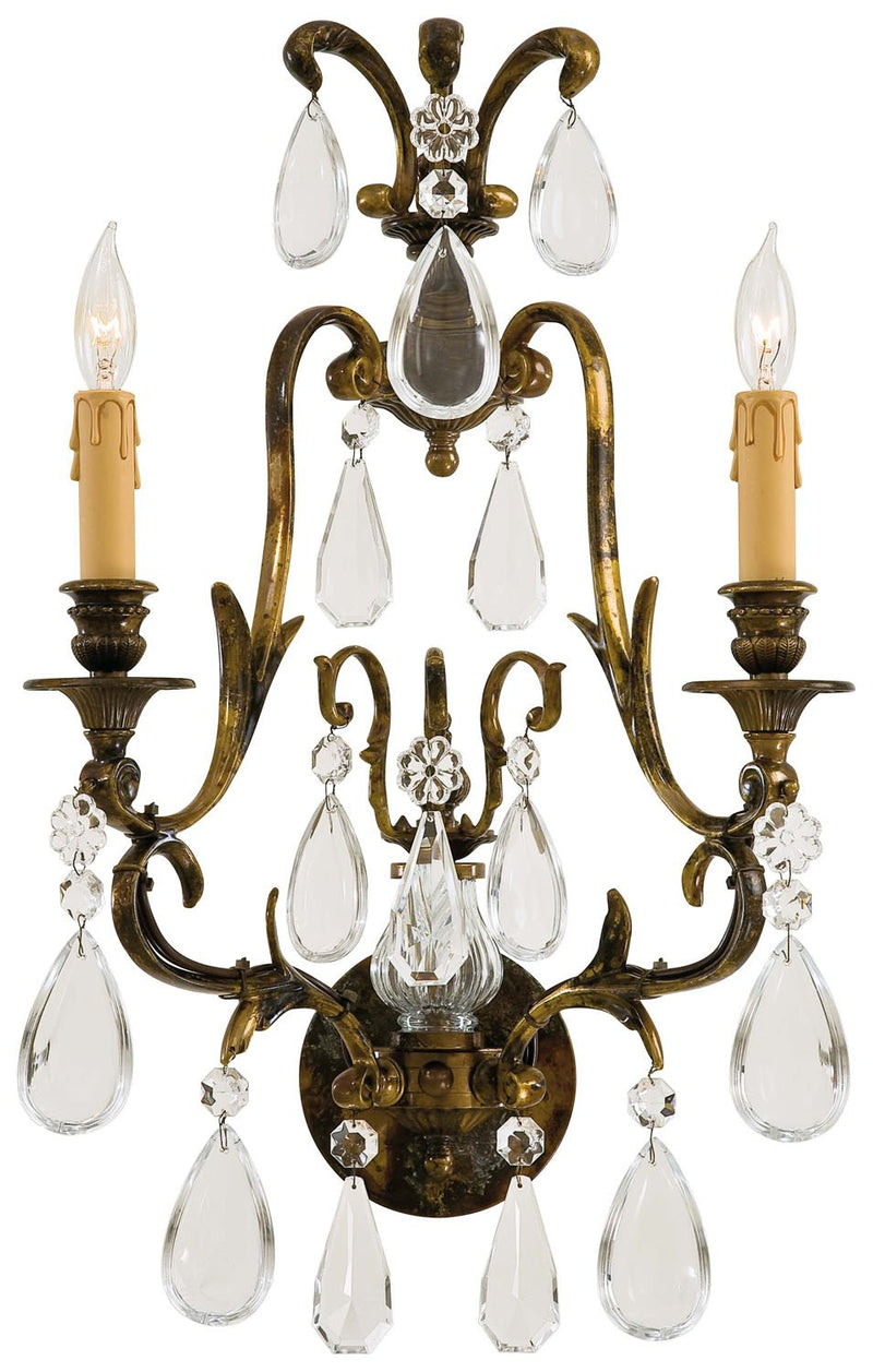 Metropolitan 13.5" Crystal 2-Light Wall Sconce in Oxidized Brass