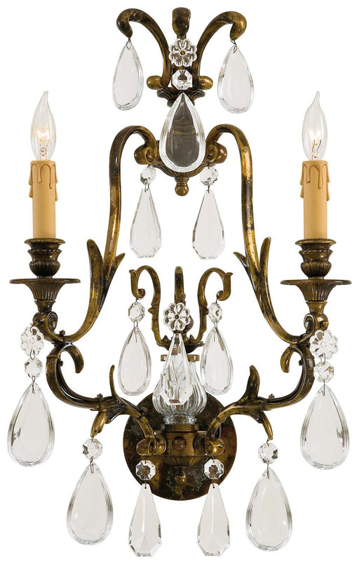 Metropolitan 13.5" Crystal 2-Light Wall Sconce in Oxidized Brass