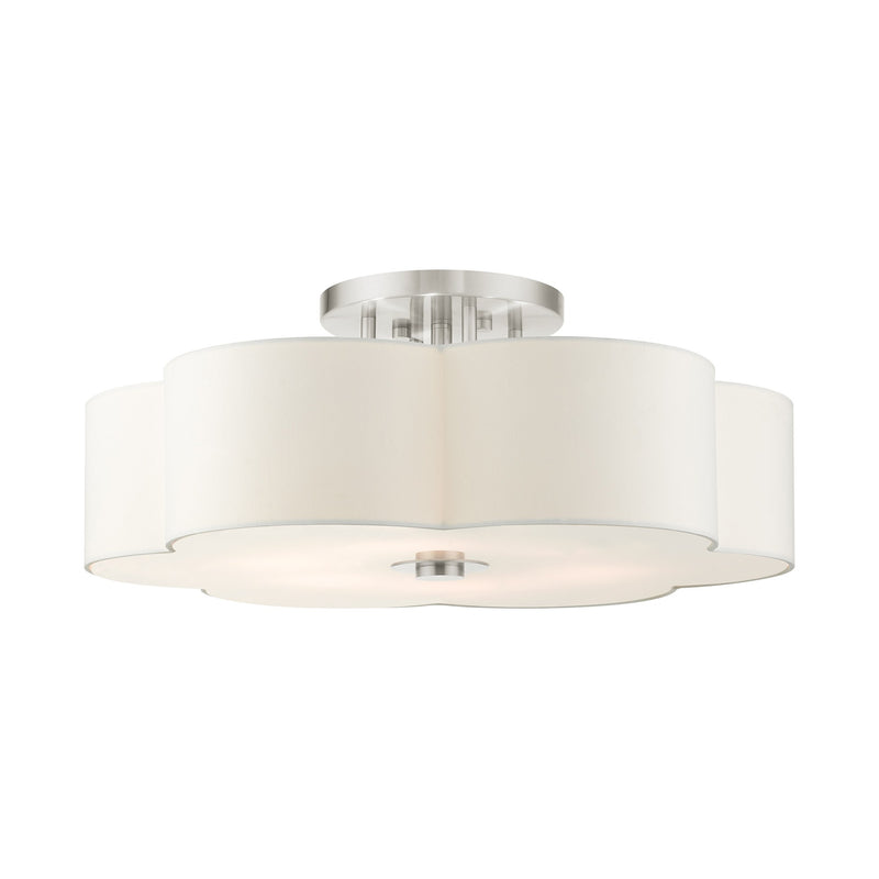 Chelsea 6-Light Scalloped Semi-Flush Mount in Brushed Nickel