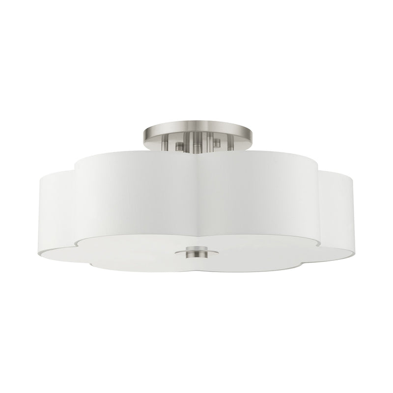 Chelsea 6-Light Scalloped Semi-Flush Mount in Brushed Nickel
