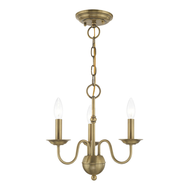 Windsor 3-Light Mini Chandelier in Antique Brass