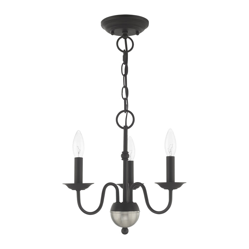 Windsor 3-Light Mini Chandelier in Black with Brushed Nickel Accents