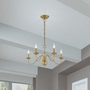 Windsor 5-Light Chandelier in Antique Brass