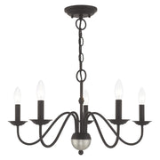 Windsor 5-Light Chandelier in Black with Brushed Nickel Accents