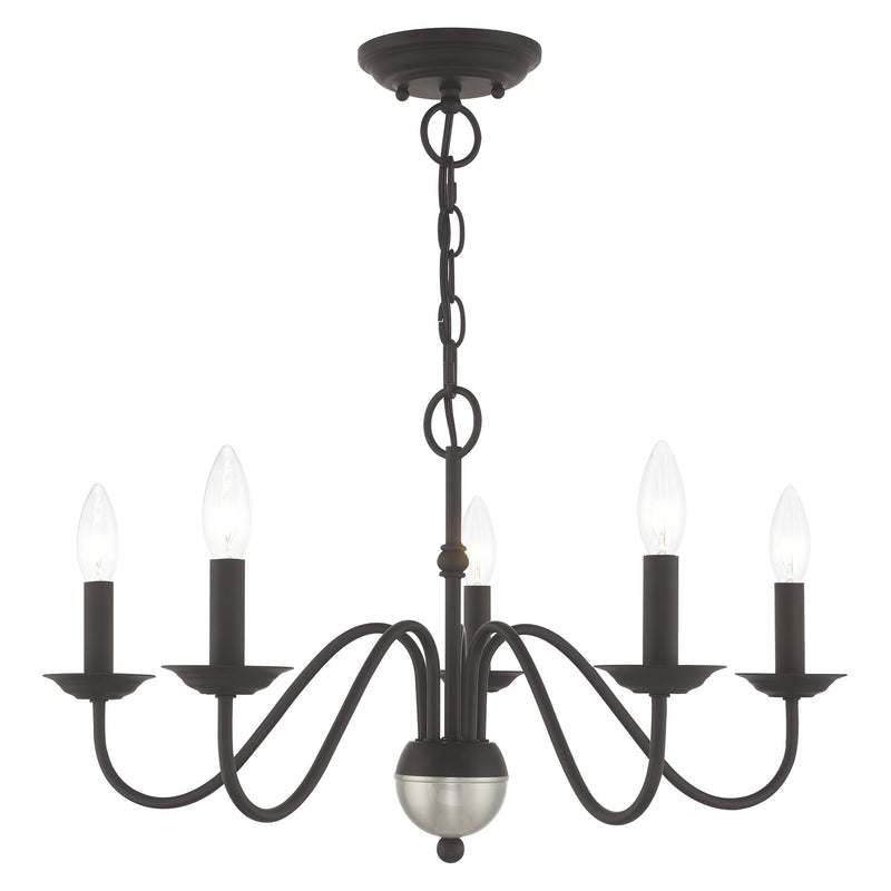 Windsor 5-Light Chandelier in Black with Brushed Nickel Accents
