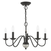 Windsor 5-Light Chandelier in Black with Brushed Nickel Accents
