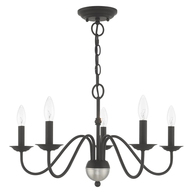Windsor 5-Light Chandelier in Black with Brushed Nickel Accents