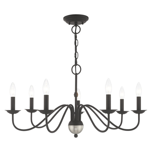 Windsor 7-Light Chandelier in Black with Brushed Nickel Accents
