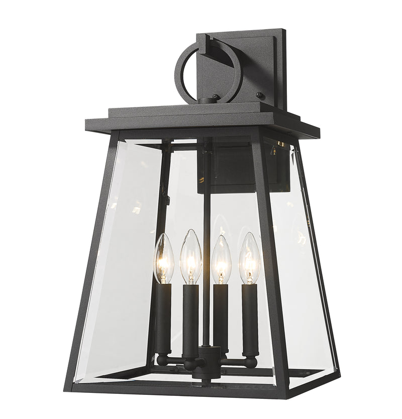 Broughton 4 Light 12.5" Outdoor Wall Light in Black