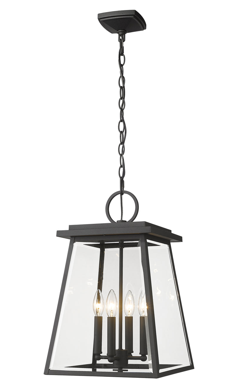 Broughton 4 Light 12.5" Outdoor Chain Mount Ceiling Fixture in Black