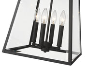 Broughton 4 Light 12.5" Outdoor Chain Mount Ceiling Fixture in Black