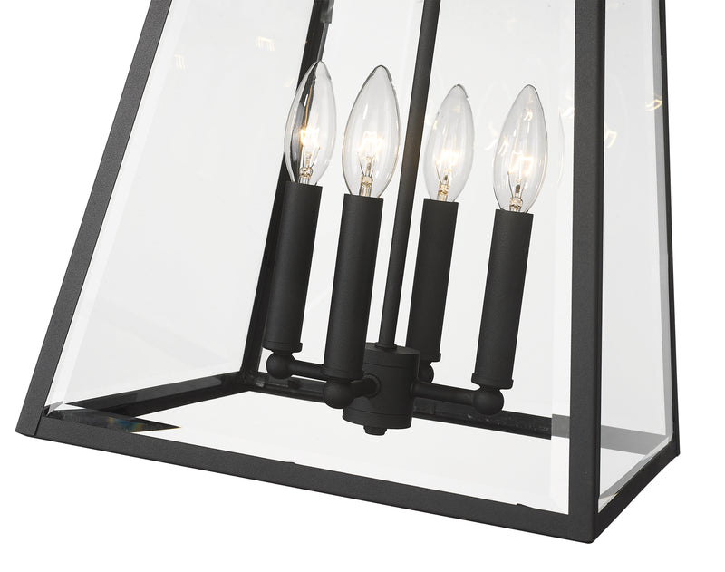 Broughton 4 Light 12.5" Outdoor Chain Mount Ceiling Fixture in Black