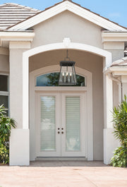 Broughton 4 Light 12.5" Outdoor Chain Mount Ceiling Fixture in Black in a room setting