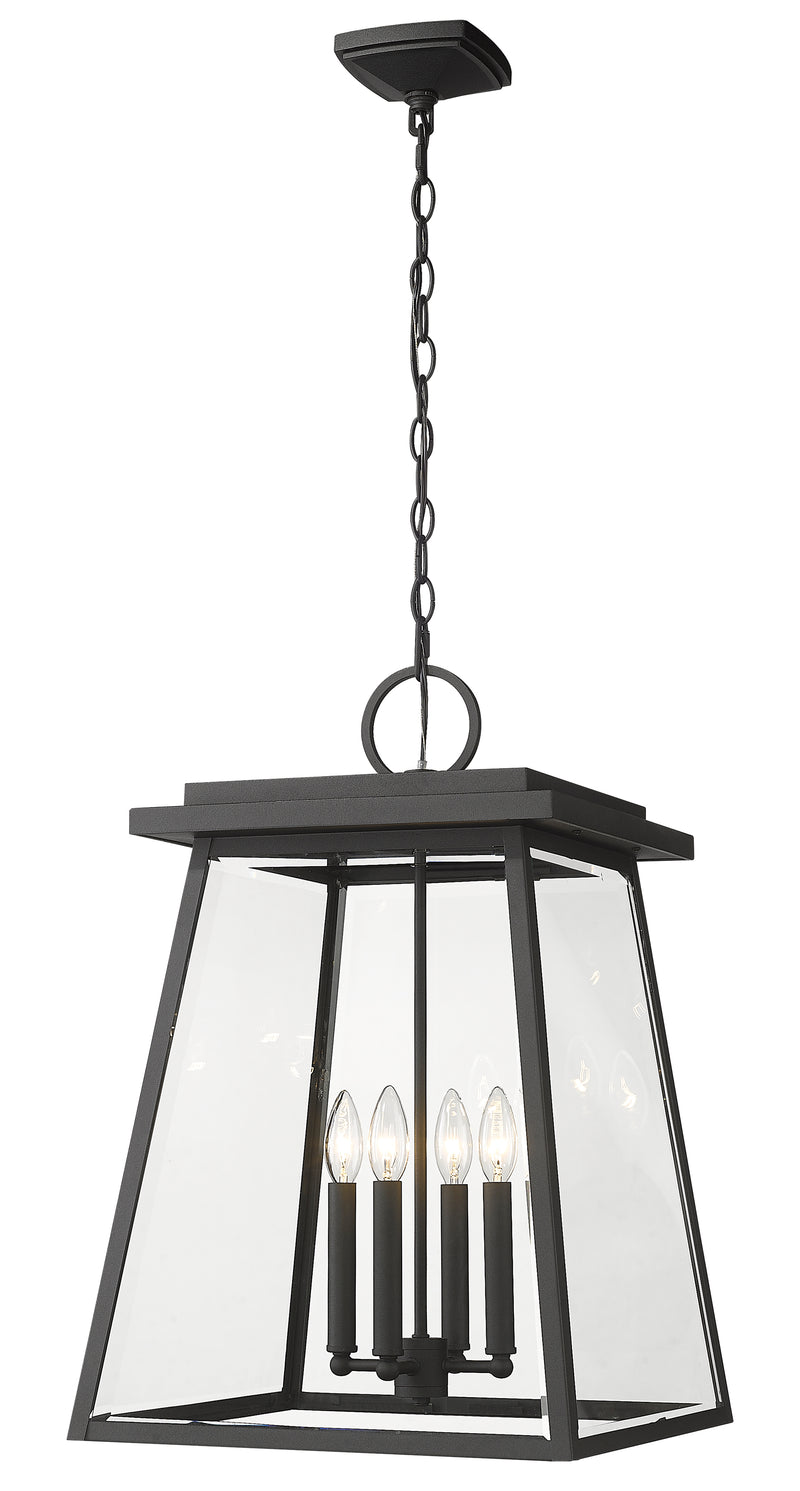 Broughton 4 Light 15.75" Outdoor Chain Mount Ceiling Fixture in Black