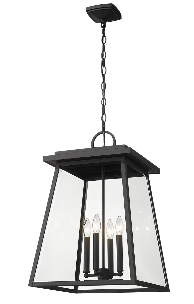 Broughton 4 Light 15.75" Outdoor Chain Mount Ceiling Fixture in Black