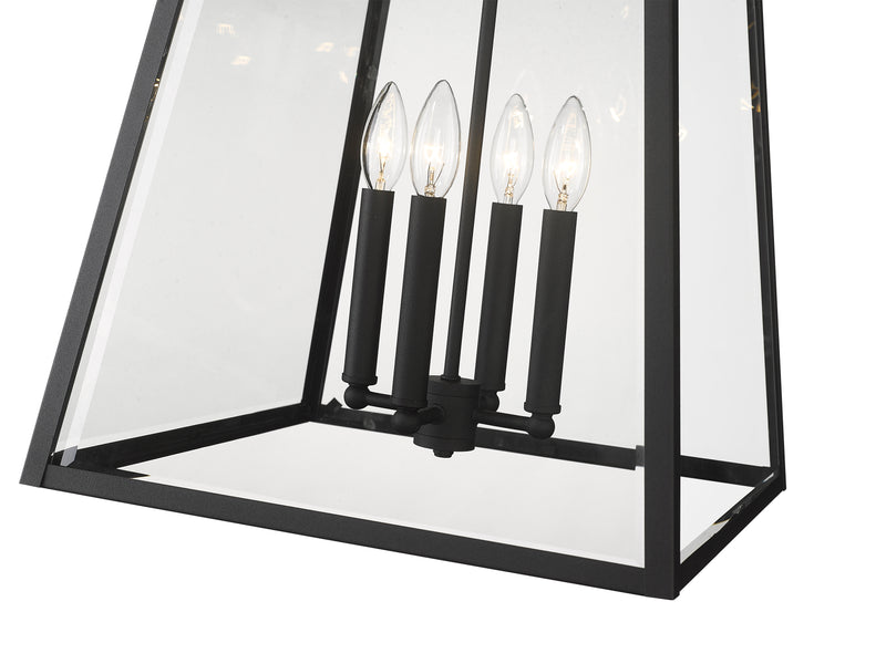 Broughton 4 Light 15.75" Outdoor Chain Mount Ceiling Fixture in Black