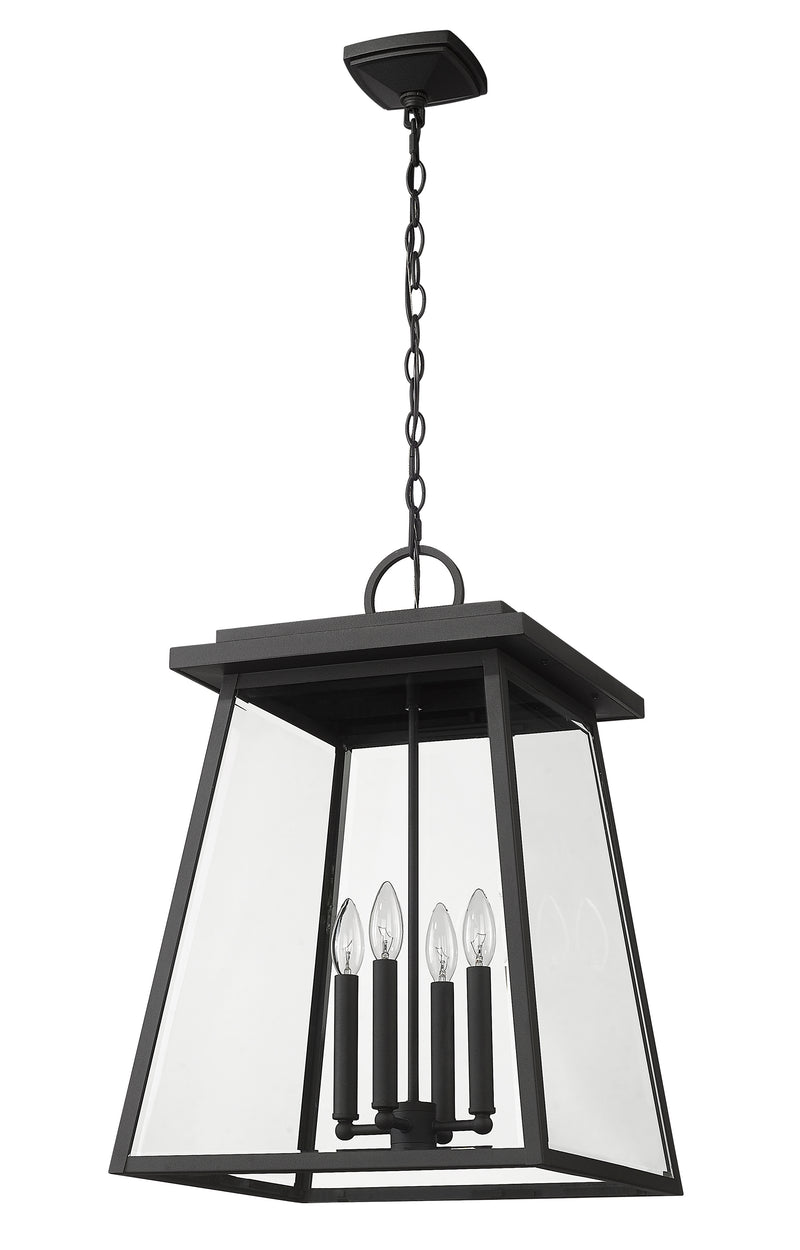 Broughton 4 Light 15.75" Outdoor Chain Mount Ceiling Fixture in Black