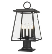 Broughton 4 Light 12.5" Outdoor Post Mount Fixture in Black, Pier Mount, 6" Base