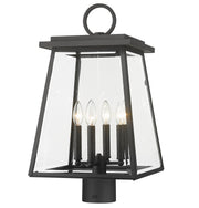 Broughton 4 Light 12.5" Outdoor Post Mount Fixture in Black, Post Top Only, Round Fitter
