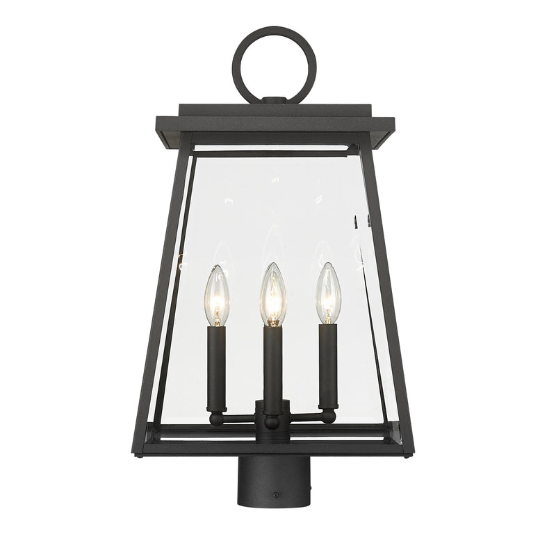 Broughton 4 Light 12.5" Outdoor Post Mount Fixture in Black, Post Top Only, Round Fitter