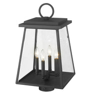 Broughton 4 Light 12.5" Outdoor Post Mount Fixture in Black, Post Top Only, Round Fitter