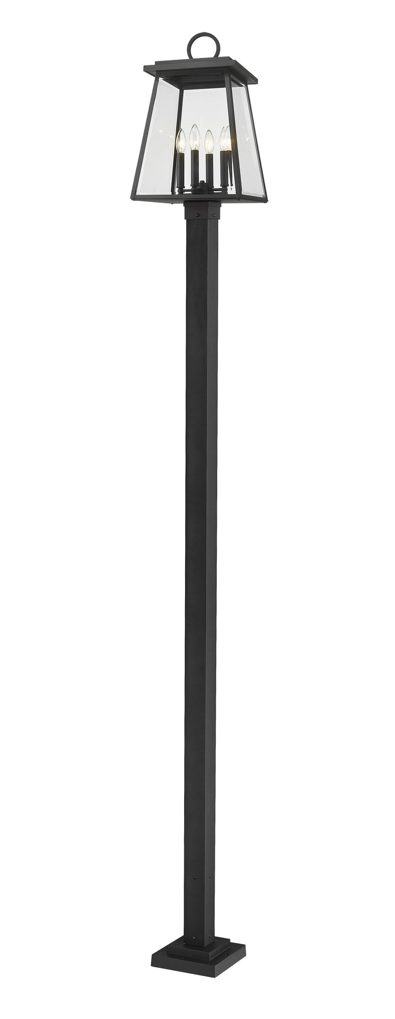 Broughton 4 Light 12.5" Outdoor Post Mount Fixture in Black, 96" Square Post
