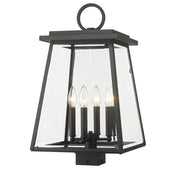 Broughton 4 Light 12.5" Outdoor Post Mount Fixture in Black, Post Top Only, Square Fitter