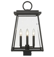 Broughton 4 Light 12.5" Outdoor Post Mount Fixture in Black, Post Top Only, Square Fitter