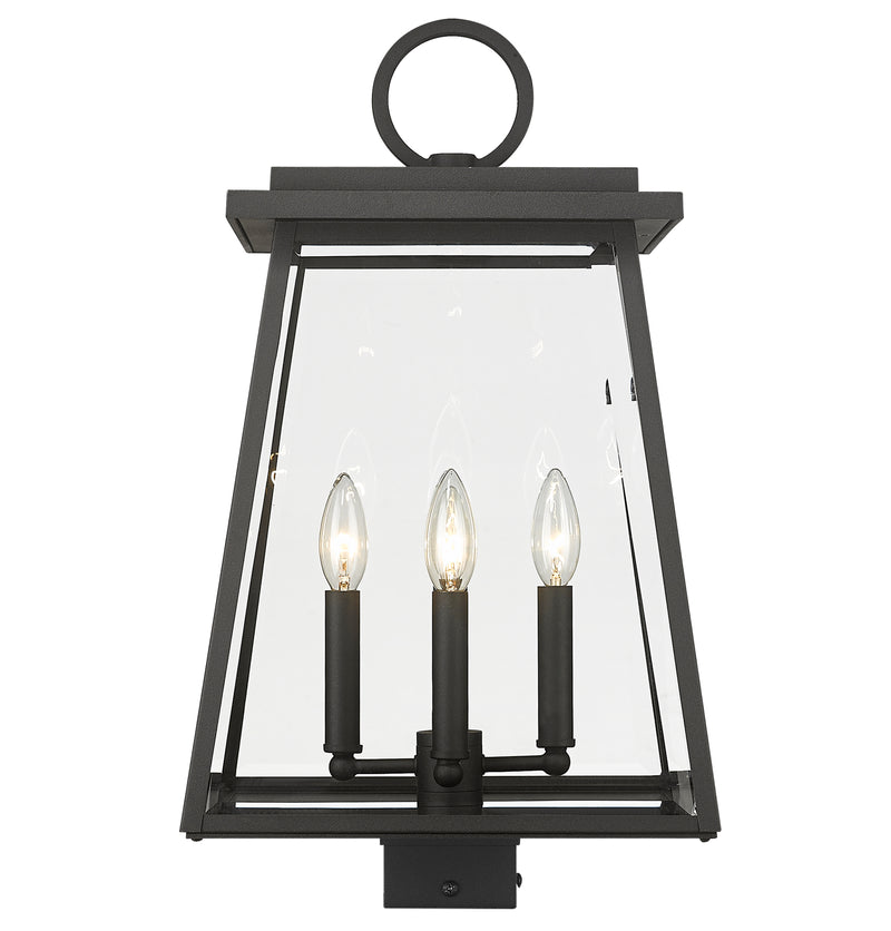 Broughton 4 Light 12.5" Outdoor Post Mount Fixture in Black, Post Top Only, Square Fitter