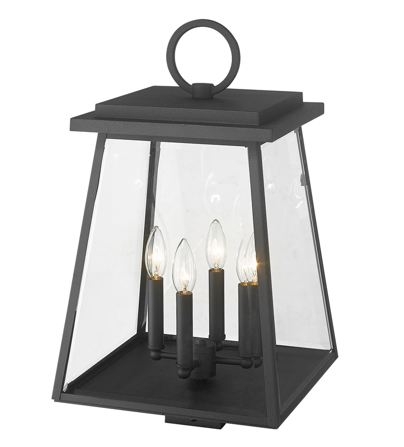 Broughton 4 Light 12.5" Outdoor Post Mount Fixture in Black, Post Top Only, Square Fitter