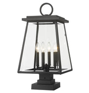 Broughton 4 Light 12.5" Outdoor Post Mount Fixture in Black, Square Pier Mount