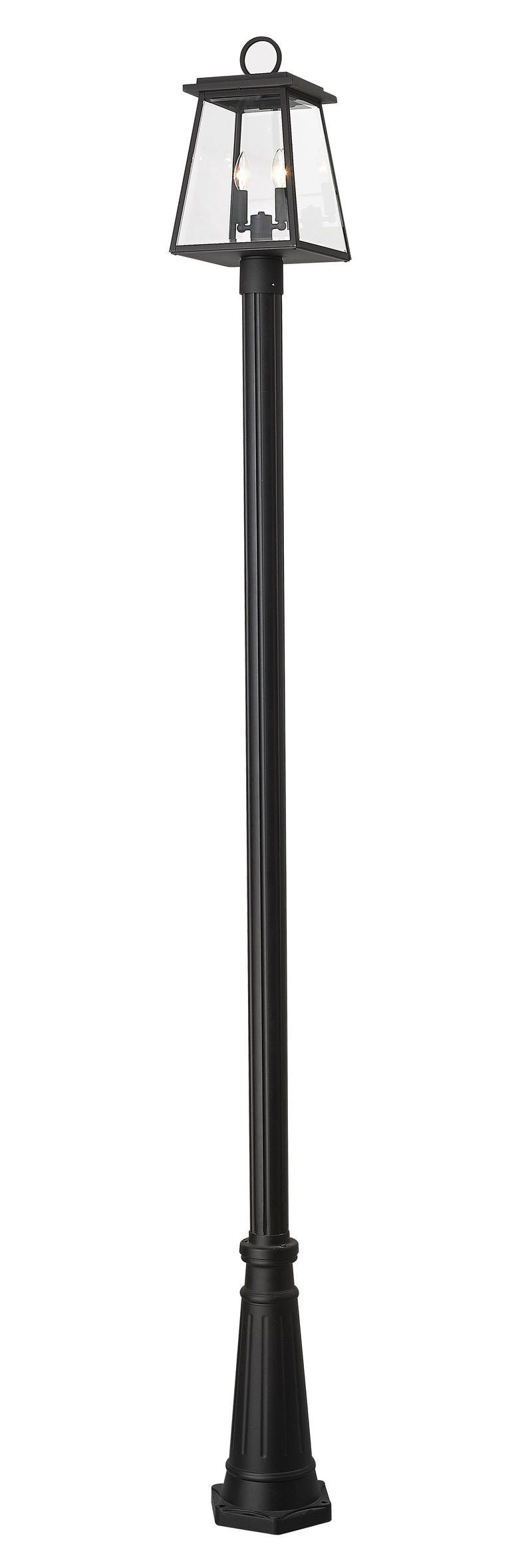 Broughton 2 Light 10.25" Outdoor Post Mount Fixture in Black, 96" Cast Post, 10" Base