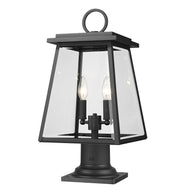 Broughton 2 Light 10.25" Outdoor Post Mount Fixture in Black, Pier Mount, 6" Base
