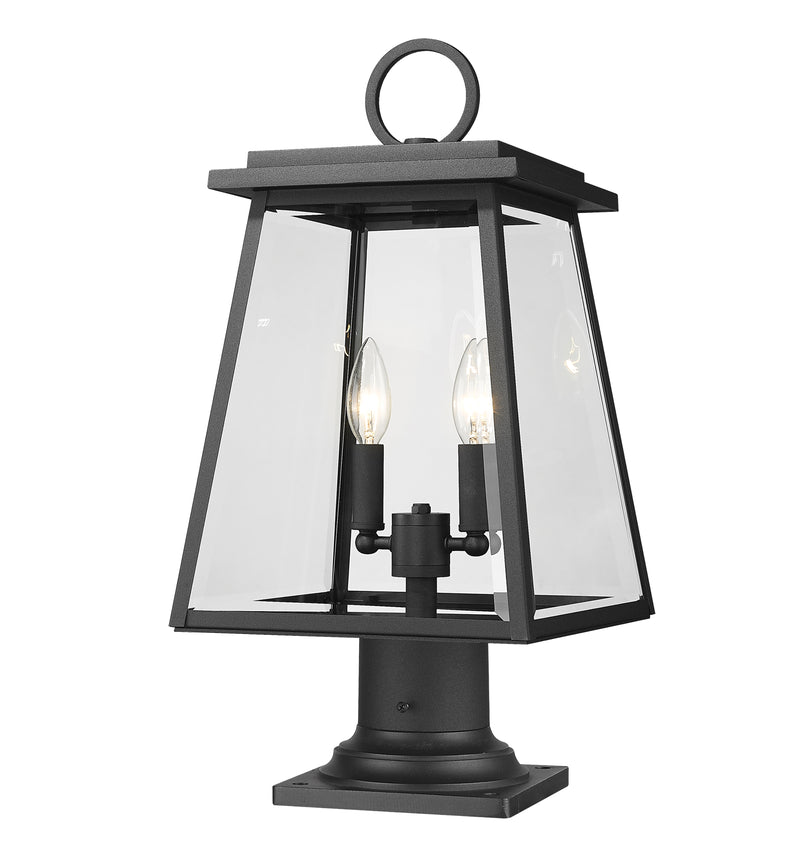 Broughton 2 Light 10.25" Outdoor Post Mount Fixture in Black, Pier Mount, 6" Base