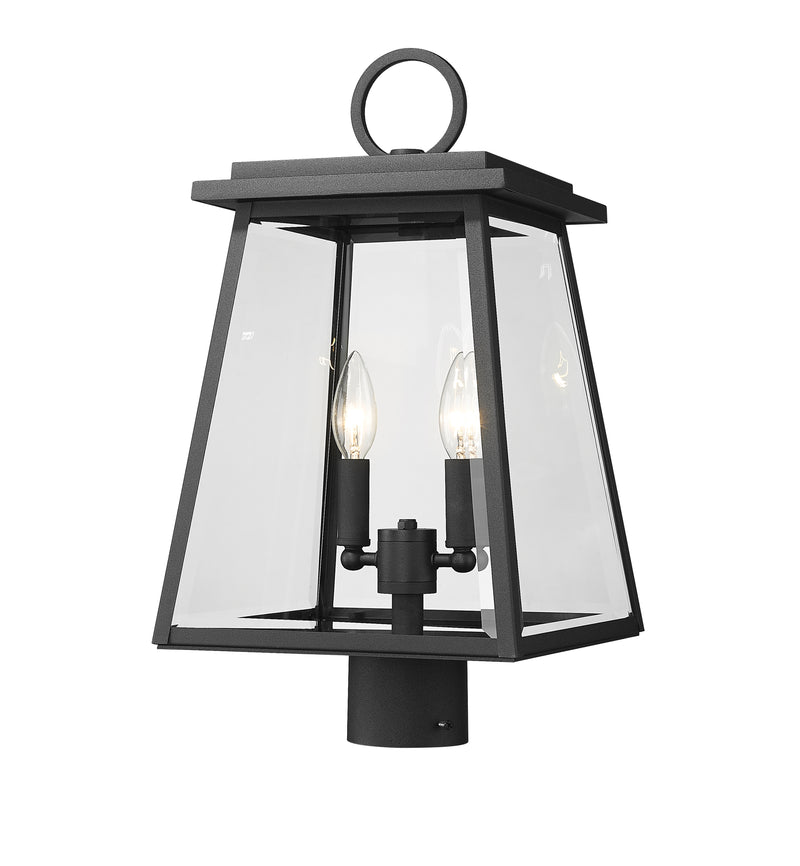 Broughton 2 Light 10.25" Outdoor Post Mount Fixture in Black, Post Top Only, Round Fitter