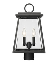 Broughton 2 Light 10.25" Outdoor Post Mount Fixture in Black, Post Top Only, Round Fitter